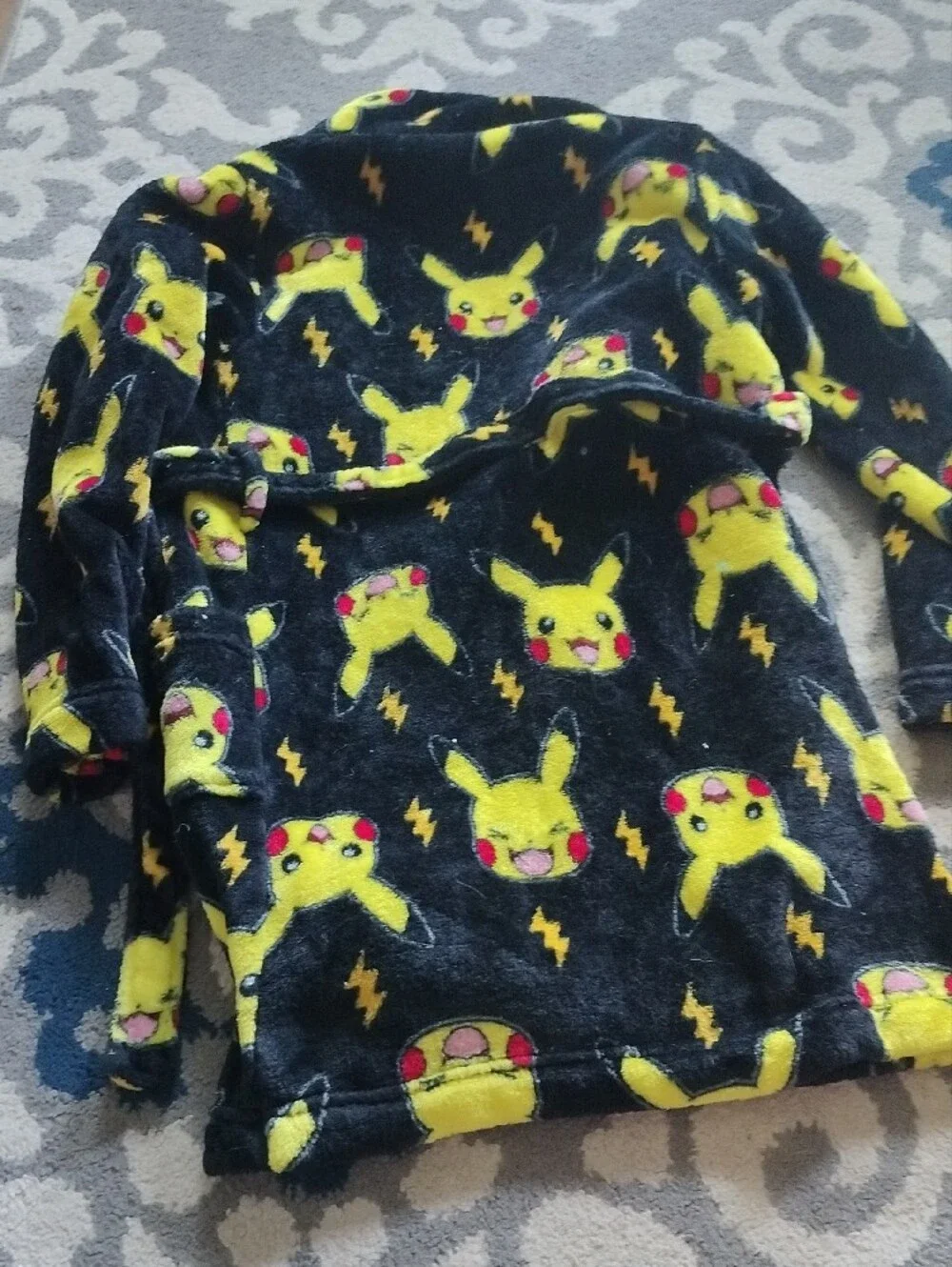Pokemon Kids Black and Yellow Pikachu Fleece Robe